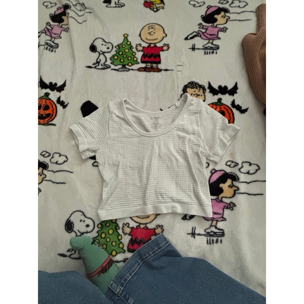 Stay Together White Waffle Knit Crop Top - Size Small